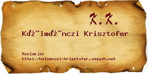 Kálmánczi Krisztofer névjegykártya